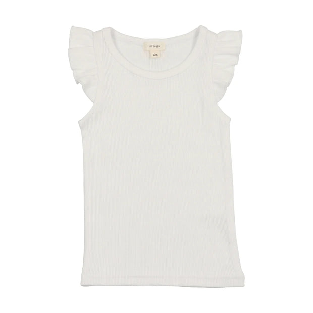 Lil Legs pure white ribbed flutter tank from our .