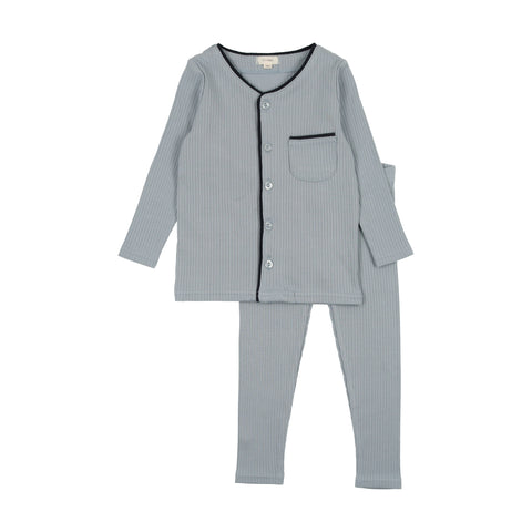 Lil Legs Ribbed Pajamas Loungeset - Blue