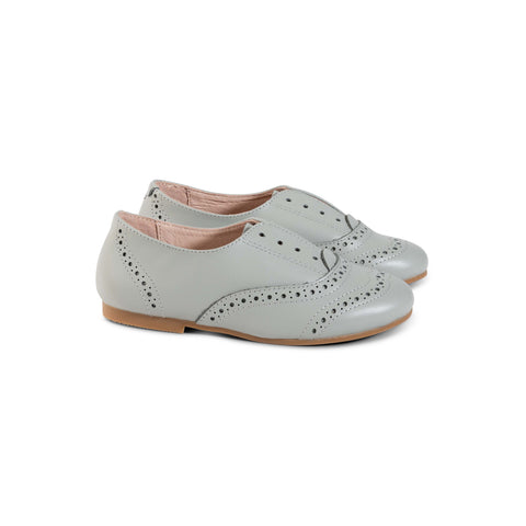 RayBelle Leather Lace Up Oxfords - Blue/Gray