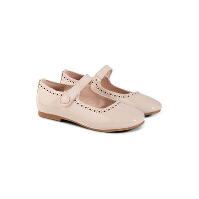 RayBelle Leather Mary Janes with Dots - Blush Pink