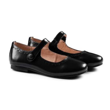 RayBelle Mary Janes with Dots - Black High-Sheen Leather