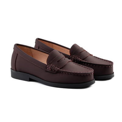 RayBelle Bulky Loafers - Plum Silky Leather