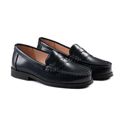 RayBelle Bulky Loafers - Navy High-Sheen Leather