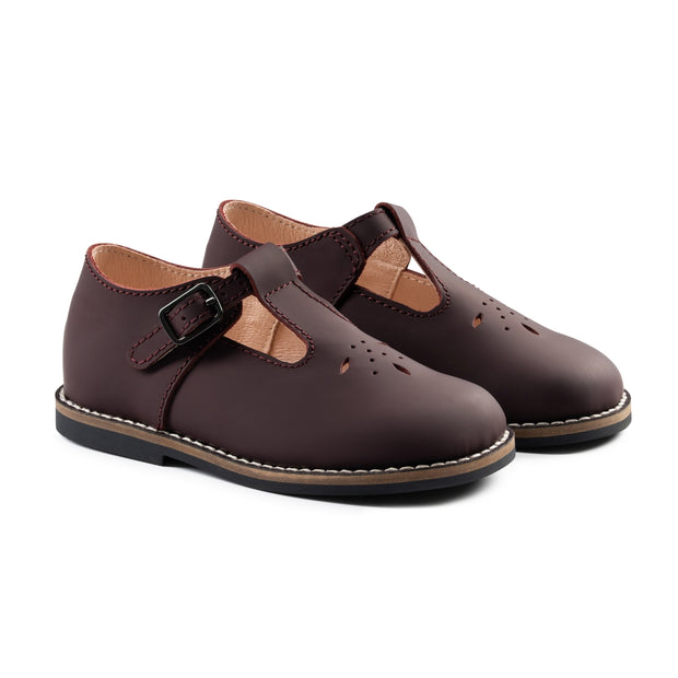 RayBelle Toddler Weekday T-Strap Shoes - Plum Leather
