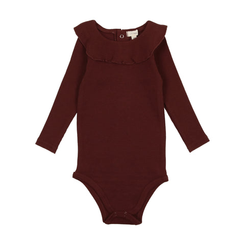 Lil Legs Ruffle Onesie - Burgundy