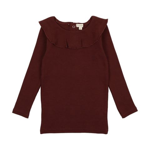 Lil Legs Ruffle Shirt - Burgundy