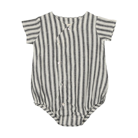 Analogie Side Button Romper - Navy Stripe