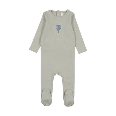 Lilette seafoam single hot air balloon footie from our Cotton Graphic.