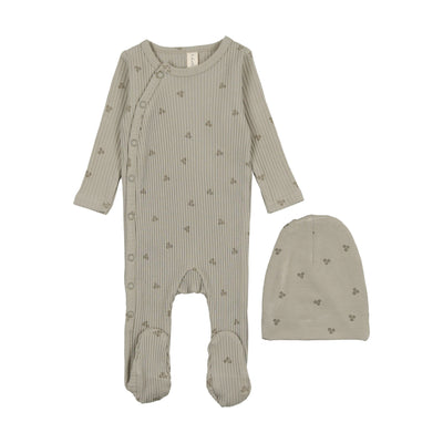 Lilette Flower Side Snap Footie Set - Sage