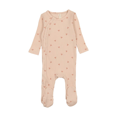 Lilette Flower Side Snap Footie - Peach