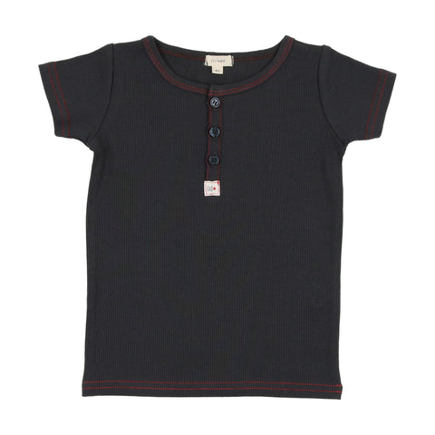 Lil Legs Short Sleeve Henley - Off Navy