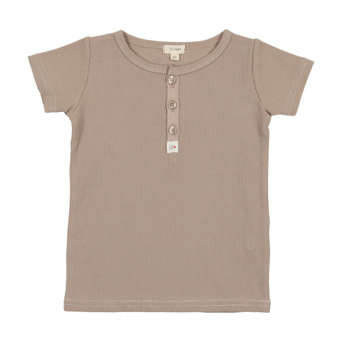 Lil Legs Short Sleeve Henley - Taupe