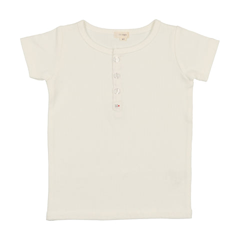 Lil Legs Short Sleeve Henley - White