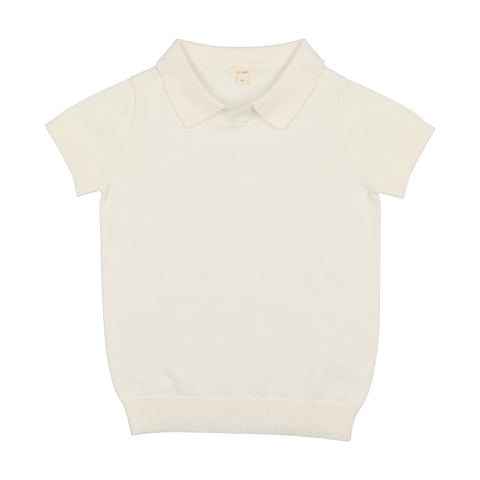 Lil Legs Knit Polo Short Sleeve - White