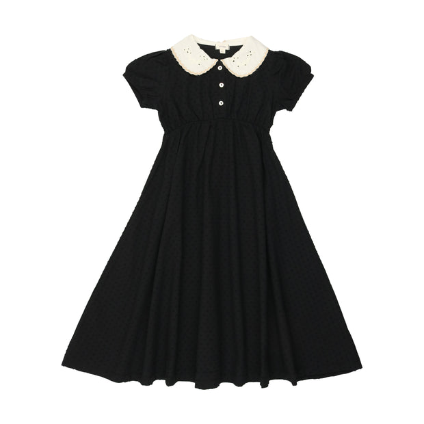 Lil Legs Swiss Dot Maxi Dress Short Sleeve - Black