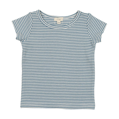 Lil Legs Short Sleeve T-Shirt - Denim Blue Stripe