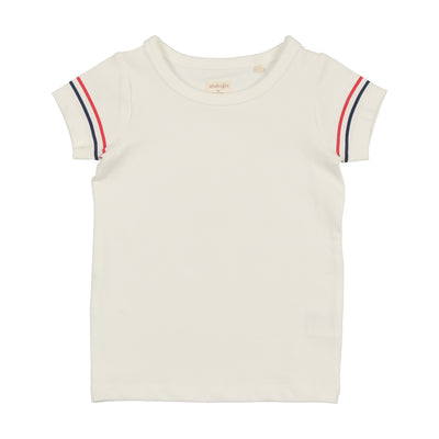 Analogie Sunshine Short Sleeve T-Shirt with Stripe - White