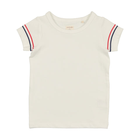 Analogie Sunshine Short Sleeve T-Shirt with Stripe - White