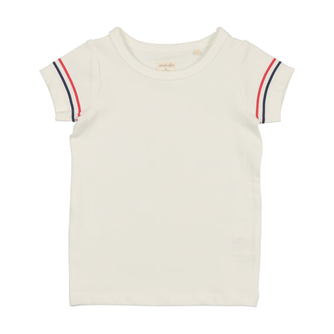 Analogie Sunshine Short Sleeve T-Shirt with Stripe - White