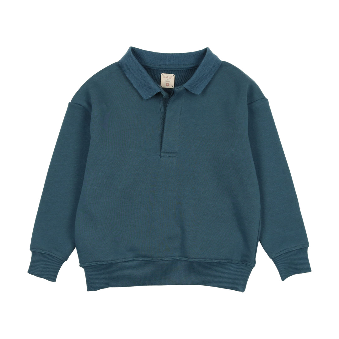 Lil Legs Sweatshirt Polo - Blue Lil Legs Sweatshirt Polo - Blue