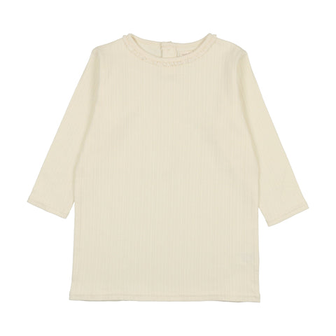 Analogie Pointelle T-Shirt Three Quarter Sleeve - Cream