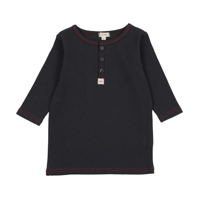 Lil Legs Three Quarter Sleeve Henley - Off Navy