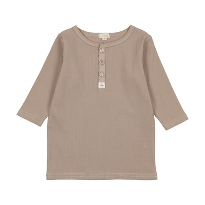 Lil Legs Three Quarter Sleeve Henley - Taupe