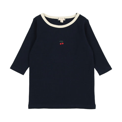 Lil Legs Three Quarter Sleeve T-Shirt - Navy/Cherry