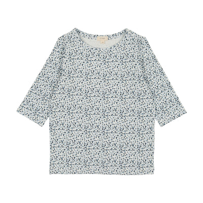 Lil Legs Three Quarter Sleeve T-Shirt - Blue Floral