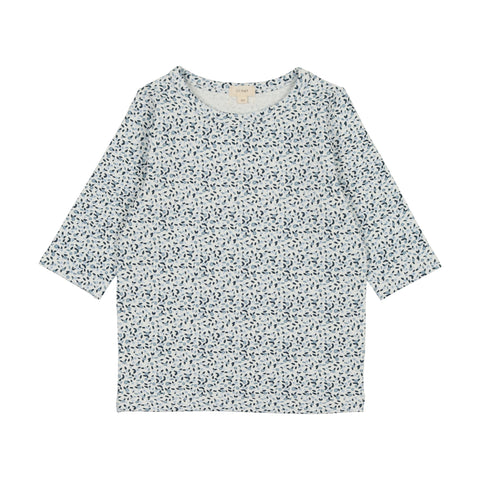 Lil Legs Three Quarter Sleeve T-Shirt - Blue Floral