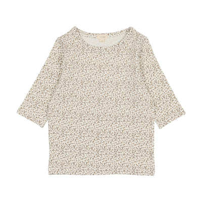 Lil Legs Three Quarter Sleeve T-Shirt - Taupe Floral