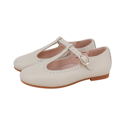 Perroquet Leather T-Strap Shoes - Sand