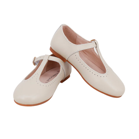 Perroquet Leather T-Strap Shoes - Sand