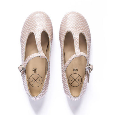 Tannery + Co Snakeskin T-Straps - Pink