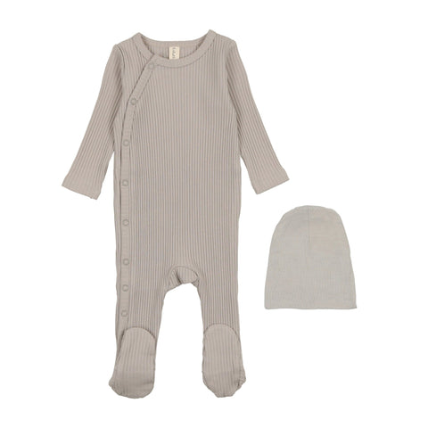 Lilette Side Snap Rib Footie Set - Mist