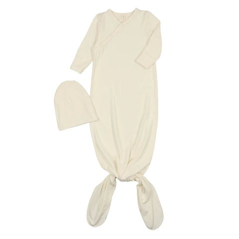 Lilette cream baby gown set from our Cotton Graphic.