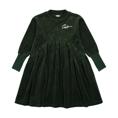 Analogie Velour Long Sleeve Dress - Green Head Shoulders Toes & Bows Analogie Velour Long Sleeve Dress - Green Head Shoulders Toes & Bows