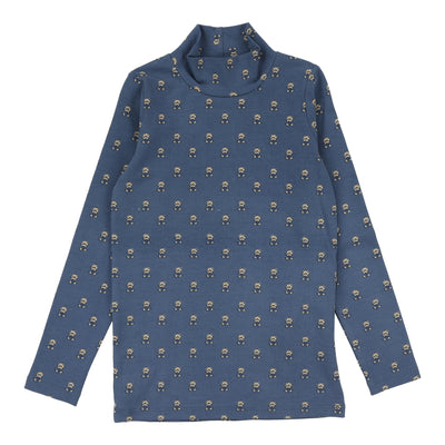 Analogie Vintage Floral Mockneck - Off Blue