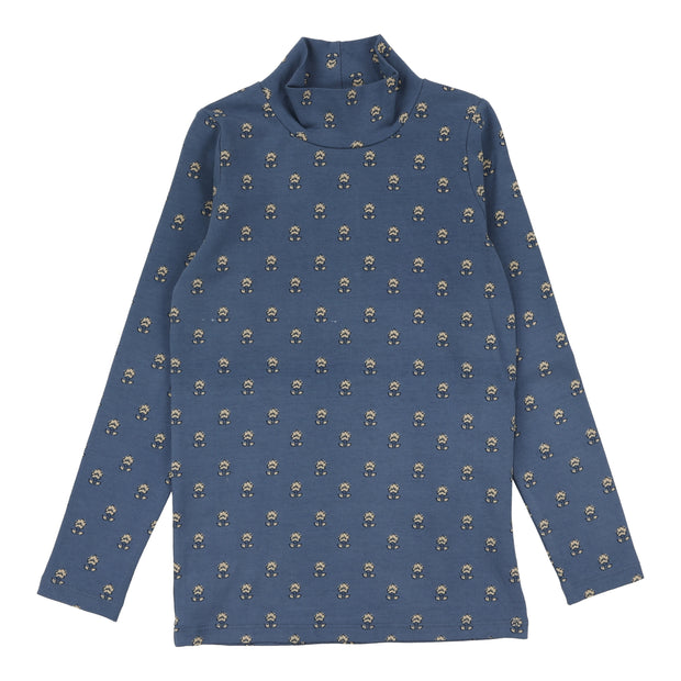 Analogie Vintage Floral Mockneck - Off Blue