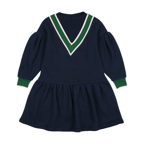Lil Legs Varsity Sweatshirt Long Sleeve Dress - Navy