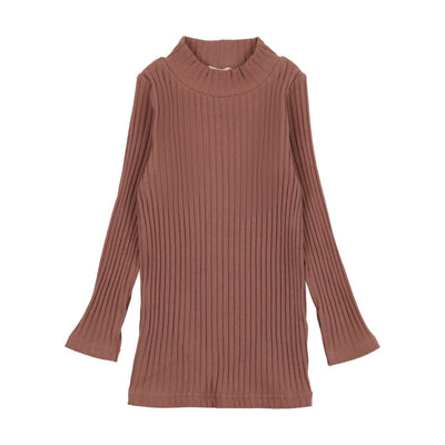 Lil Legs Ribbed Mock Neck - Mulberry