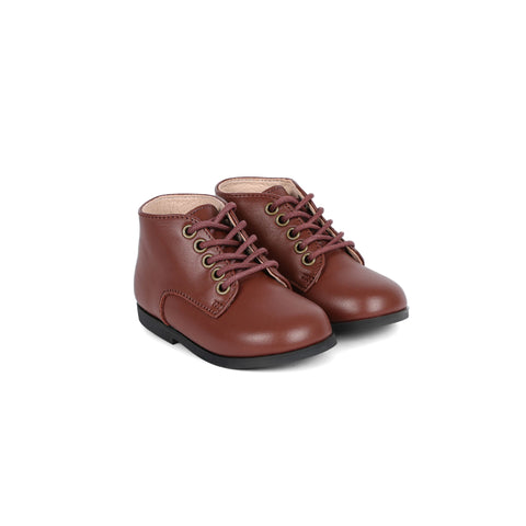 Perroquet Shoes Babies Lace High-Tops - Pecan Brown Leather