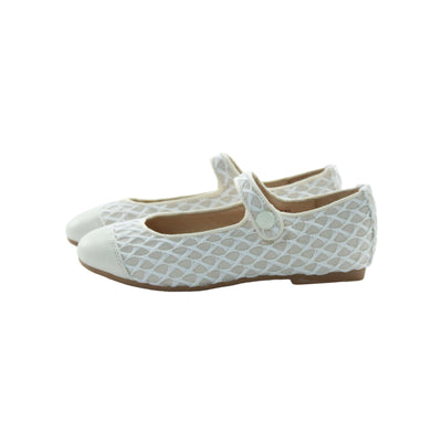 Perroquet Shoes Cap Toe Mesh Leather Mary Janes - Ivory