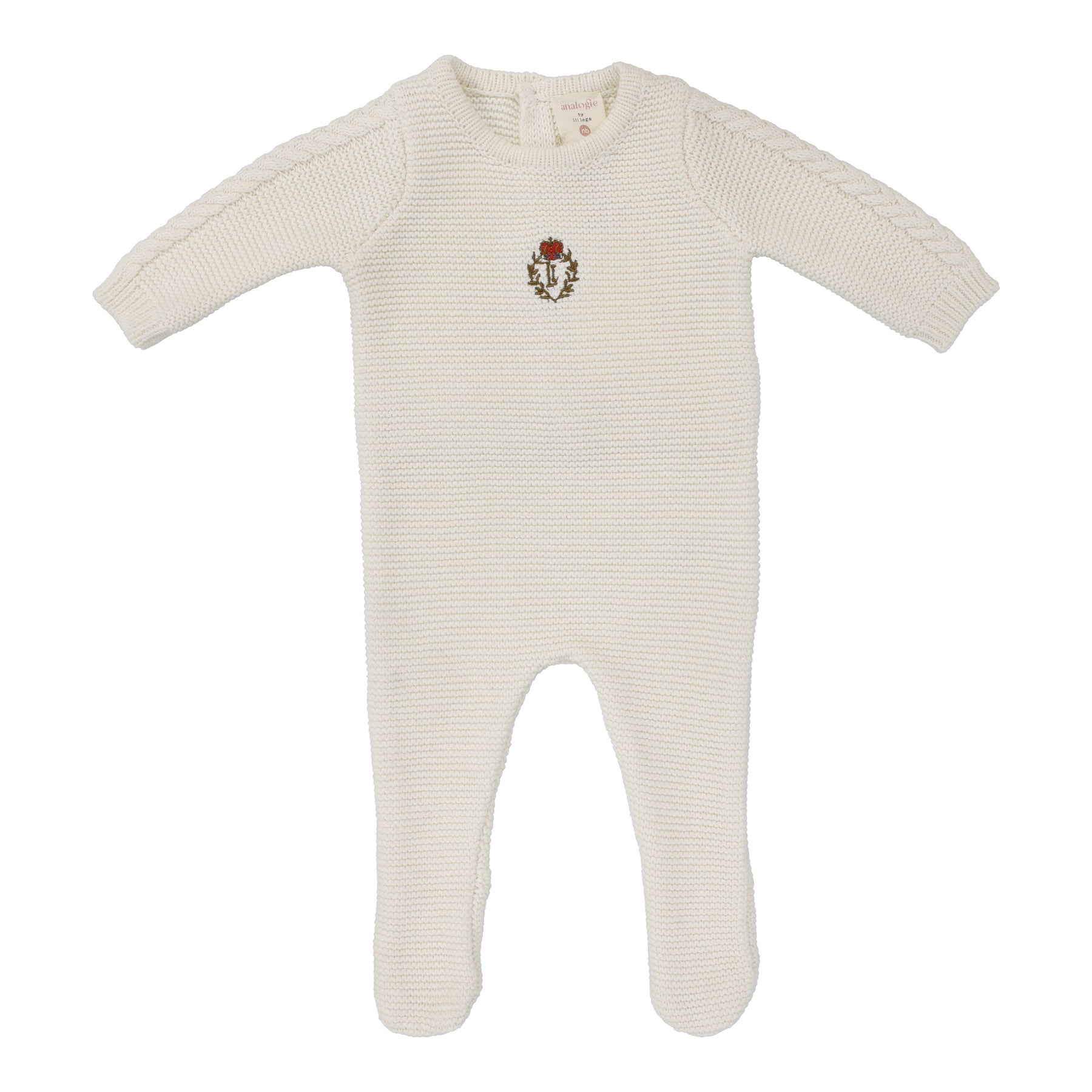 Vintage Knit Footie With Bonnet- Cream main image 1