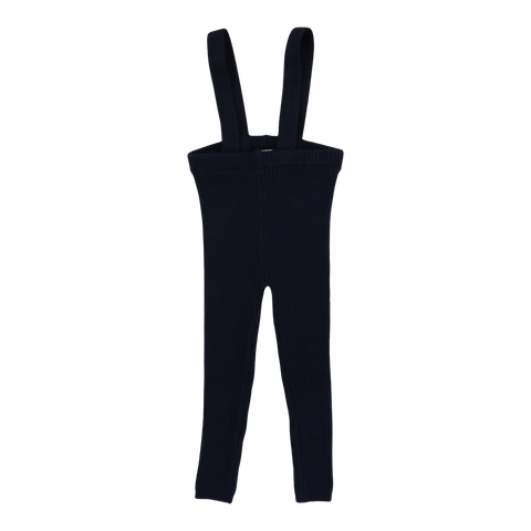 Lil Legs Knit Long Suspender Leggings - Black