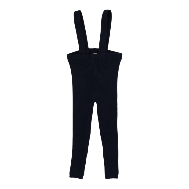 Lil Legs Knit Long Suspender Leggings - Black