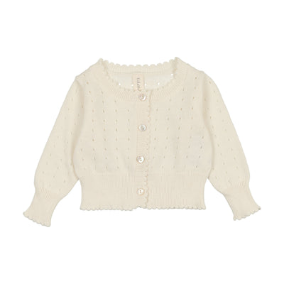 Lilette Dotted Open Knit Cardigan - Cream