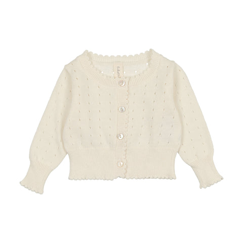 Lilette Dotted Open Knit Cardigan - Cream