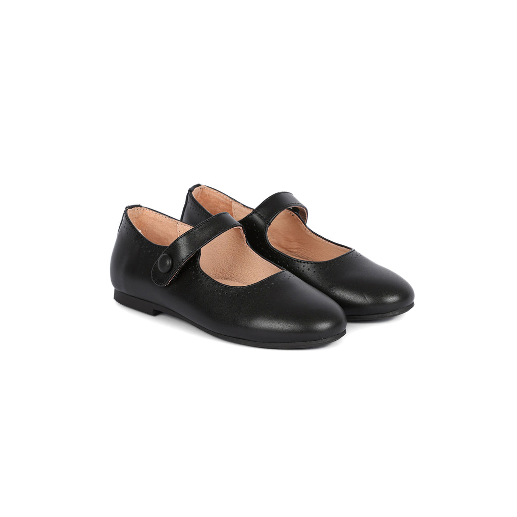 Perroquet Shoes Perforated Dots Mary Janes - Black Leather – Head