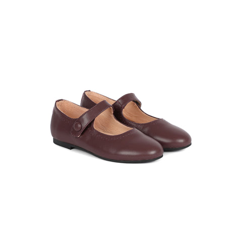 Perroquet Shoes Perforated Dots Mary Janes - Plum Leather